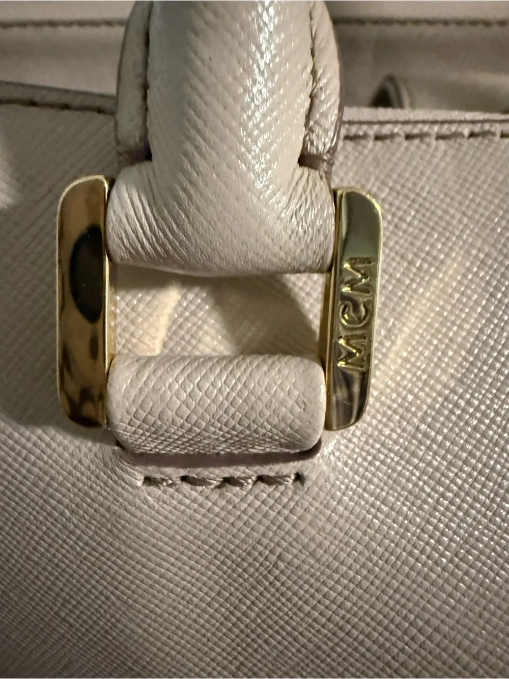 MCM Women's Leather Satchel Bag in Light Beige with FREE bag Scarf and COA 😍